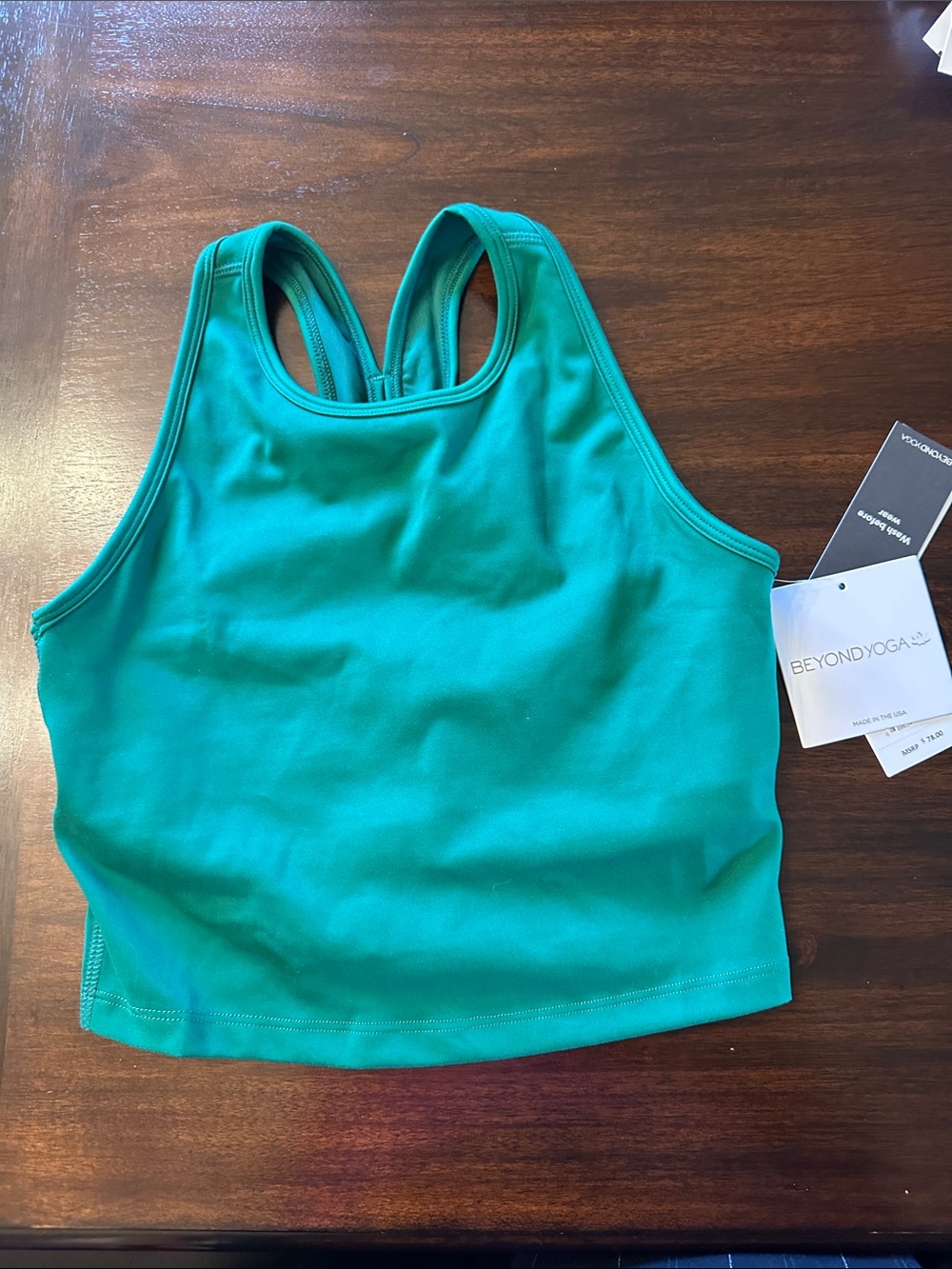 Beyond Yoga Teal Racerback Cropped Sports Bra Tank